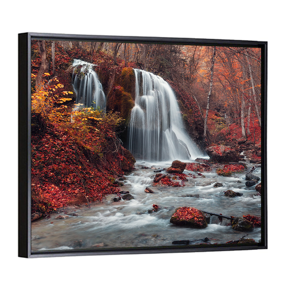 Dual Tier Autumn Forest Waterfall, Crimea Wall Art