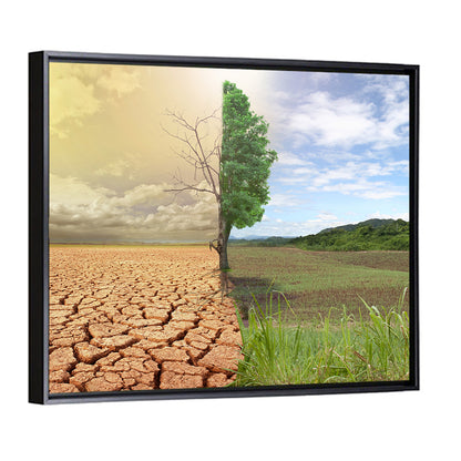 Split Landscape with Half-alive Tree Wall Art