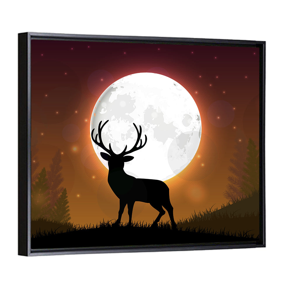 Moonlit Deer on Hill Wall Art