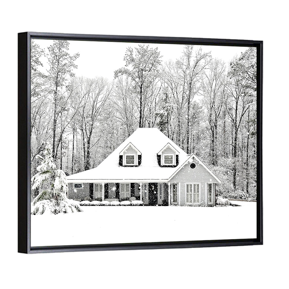 Frosty Winter House Landscape Wall Art