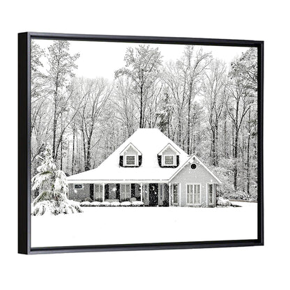 Frosty Winter House Landscape Wall Art