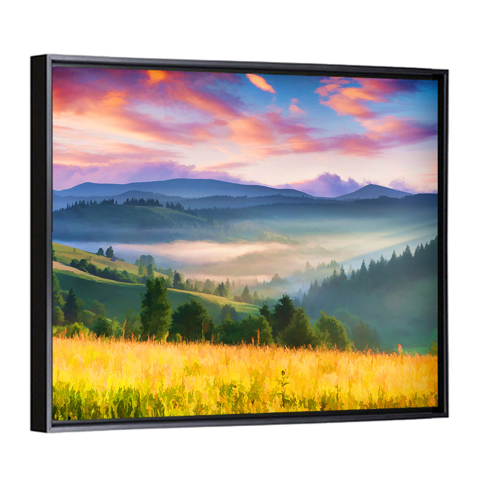 Sunrise Mist Over Mountain Meadow Wall Art