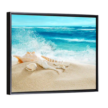 Seashells and Splashing Waves Wall Art