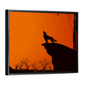 Halloween Concept With Howling Wolf Wall Art