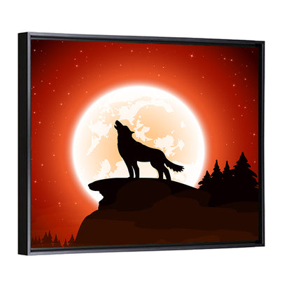 Wolf Howling to Moon Wall Art