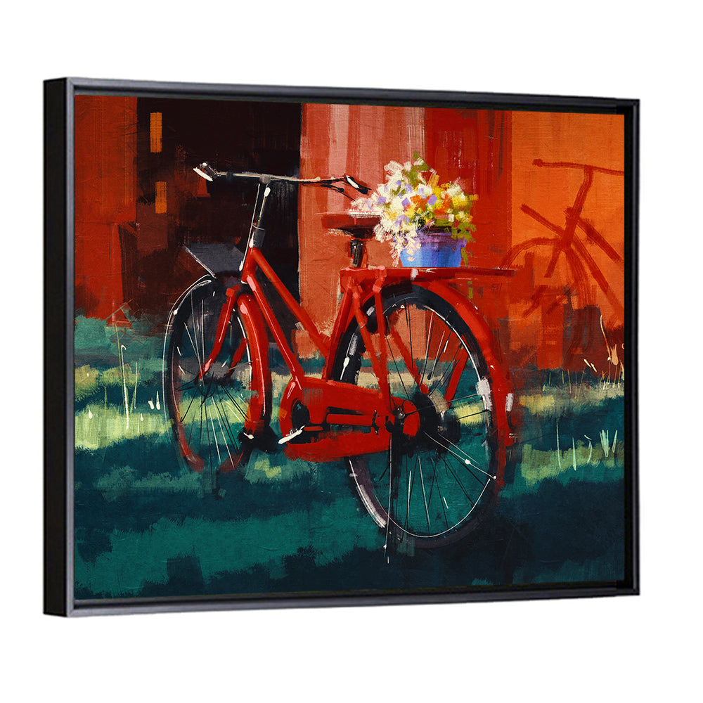 Vintage Bicycle with Floral Basket Wall Art