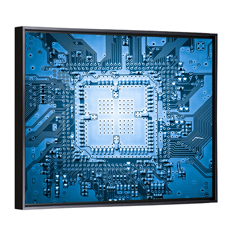 Blue Circuit Board Close-up Wall Art