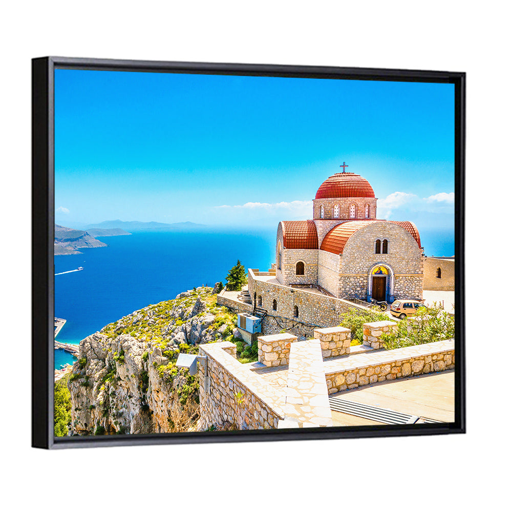 Cliffside Church in Greece Wall Art