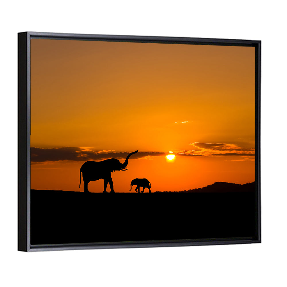 Savannah Elephant Silhouettes Wall Art