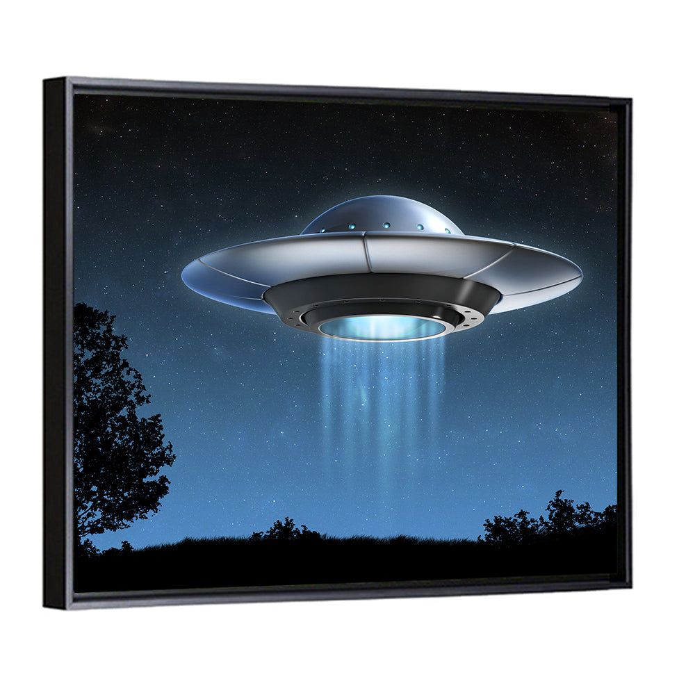 Ufo Over Silhouetted Grassland Wall Art