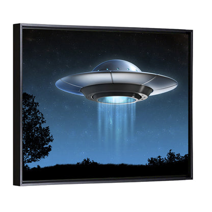 Ufo Over Silhouetted Grassland Wall Art