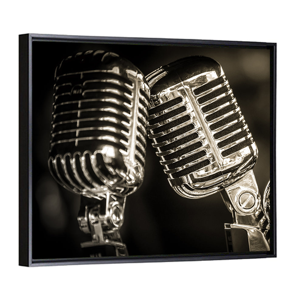 Three Vintage Studio Microphones Wall Art