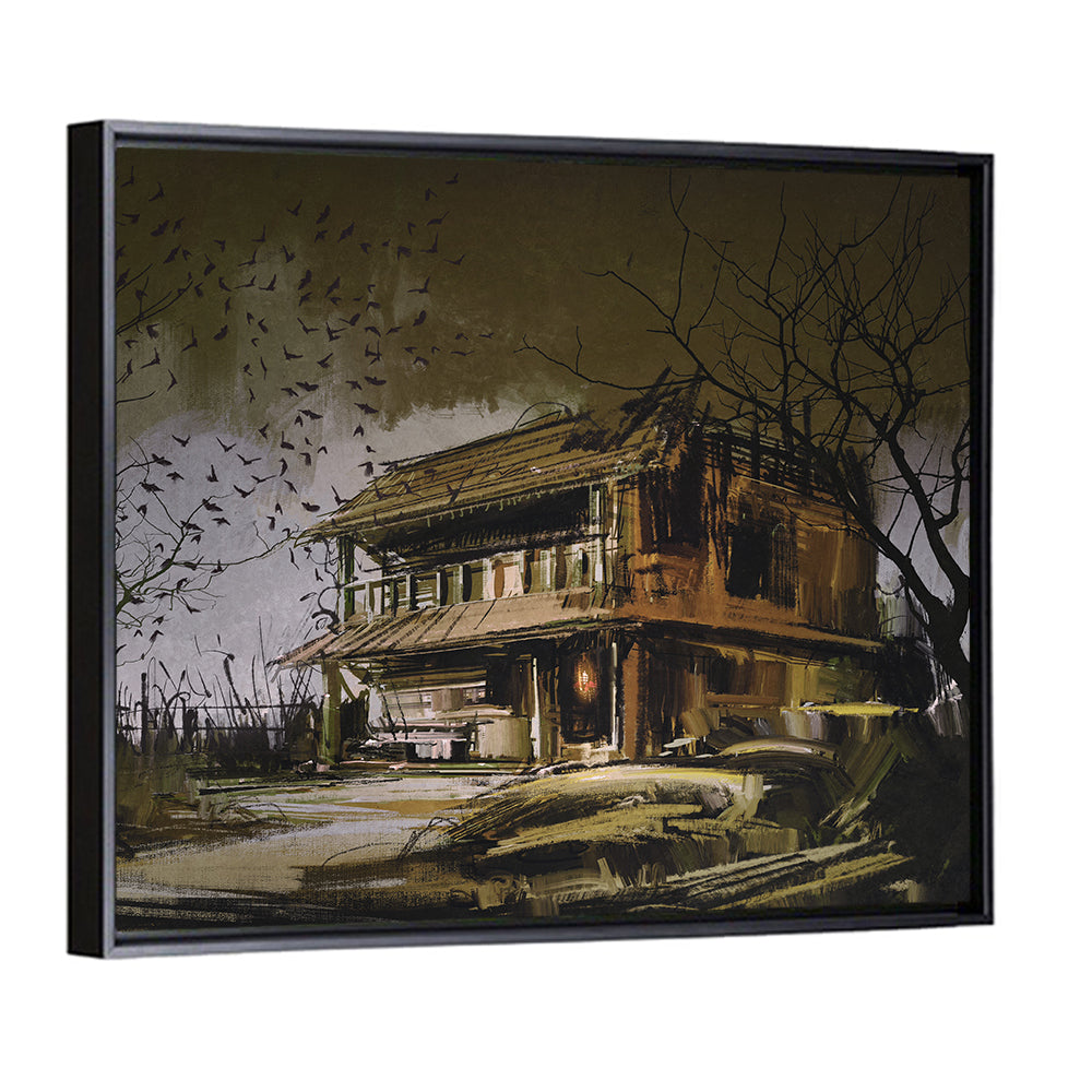 Halloween House at Dusk Wall Art