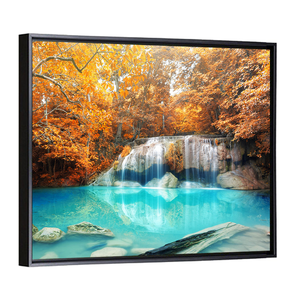 Erawan Waterfall Autumn Reflection Wall Art