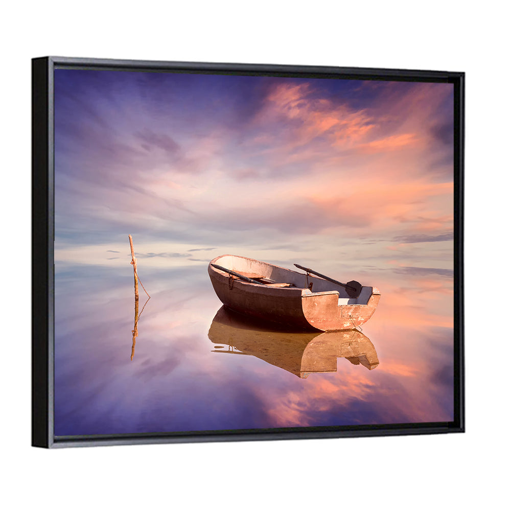 Lonely Boat at Sunset Wall Art