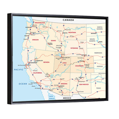 Western United States Map Wall Art