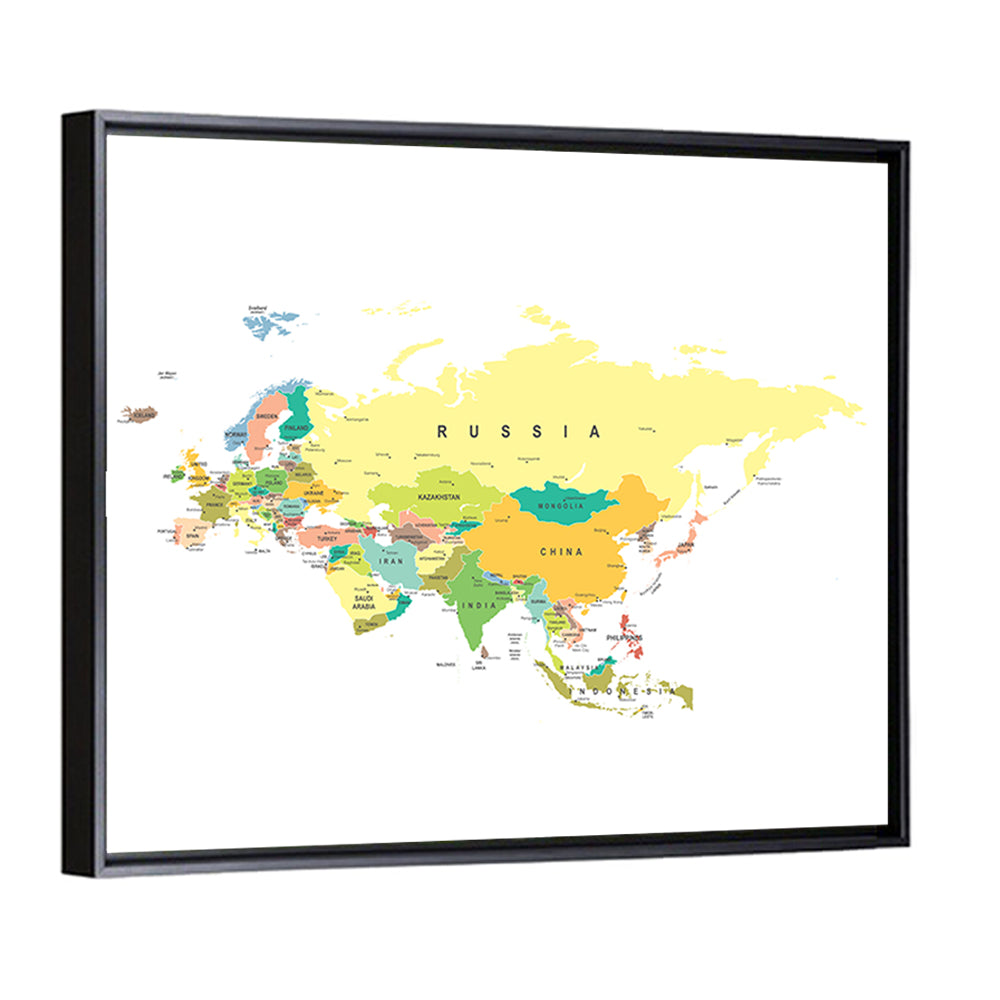 Eurasia Map with Country Labels Wall Art
