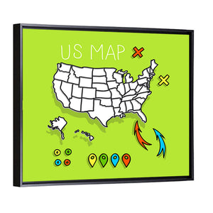 Hand Drawn US Map Wall Art