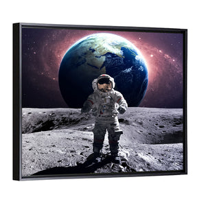 Astronaut At Spacewalk On Moon Wall Art