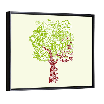 Surreal Tree with Sun Face Wall Art