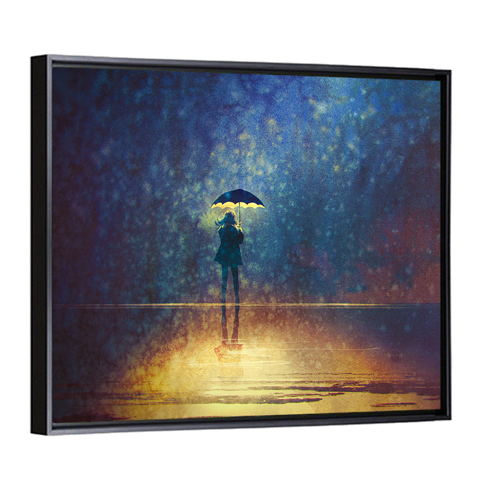 Woman Under Glowing Umbrella Wall Art