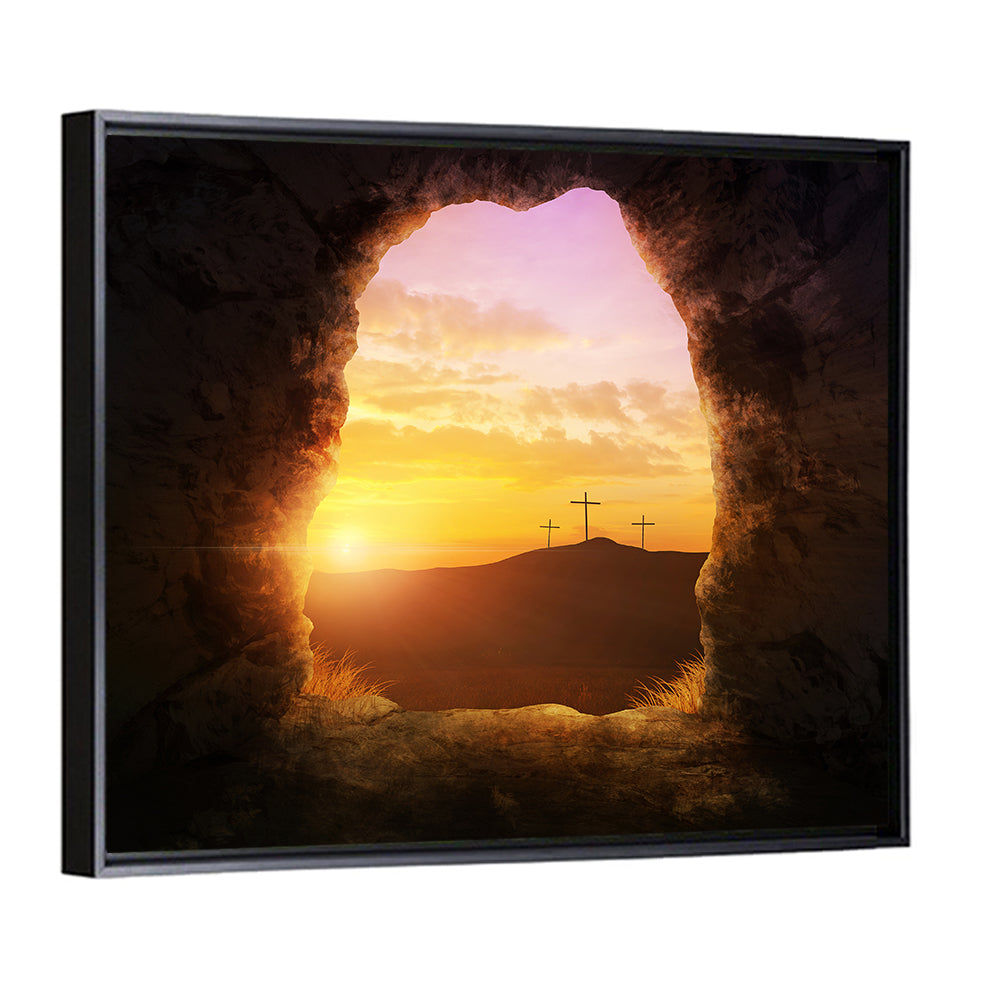 Empty Tomb with Three Crosses Wall Art