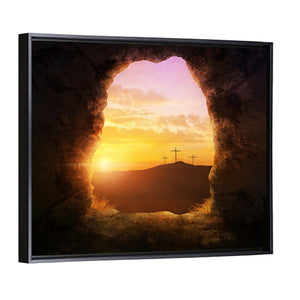 Empty Tomb With Three Crosses Wall Art