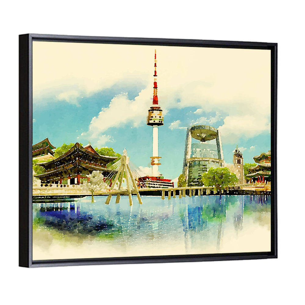 Seoul Skyline with N Seoul Tower Wall Art