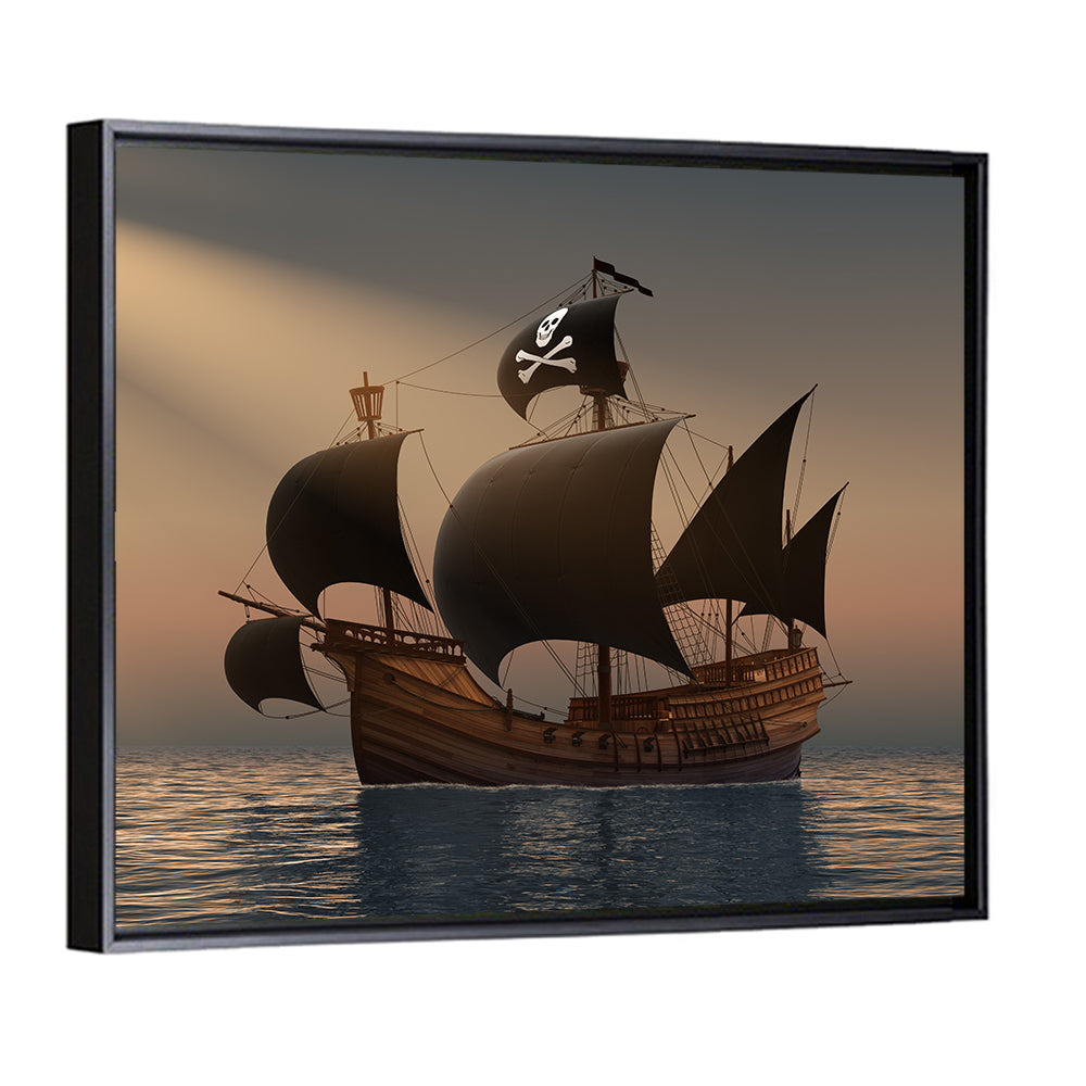 Pirate Ship at Sunset Wall Art