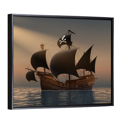 Pirate Ship at Sunset Wall Art