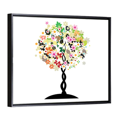 Braided Trunk Floral Tree Illustration Wall Art