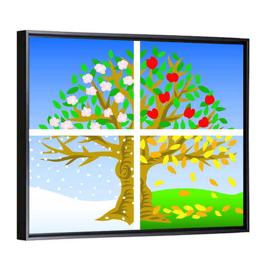 Four Seasons Tree Illustration Wall Art