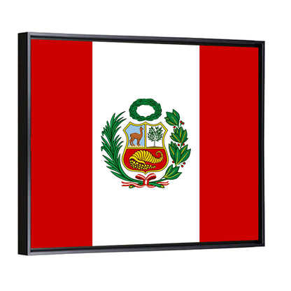 Peruvian Flag With National Emblem Wall Art