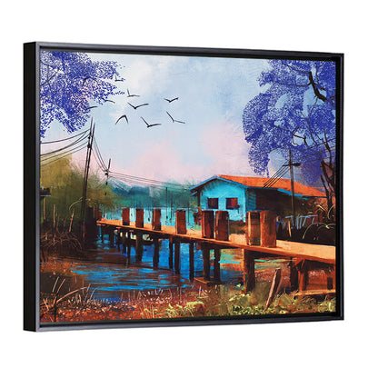 Rustic Fishing Village Pier Wall Art