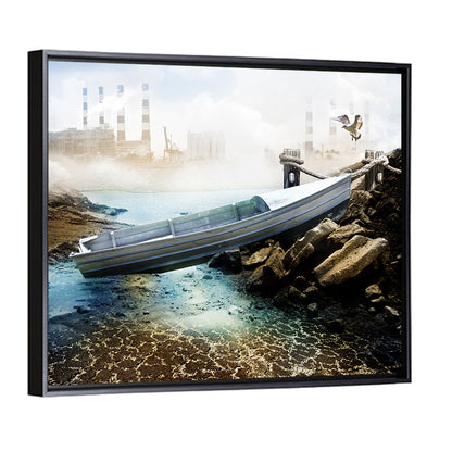 Aluminum Boat on Dry Lake Bed Wall Art