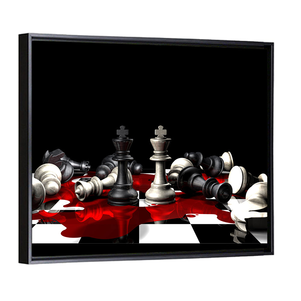 Two Kings on Black Chessboard Wall Art