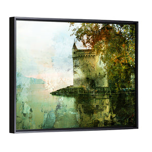 Swiss Castle Beside Lake Wall Art