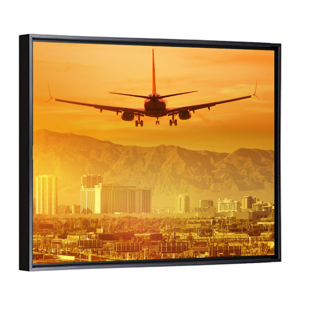 Las Vegas Sunset Plane Landing Wall Art