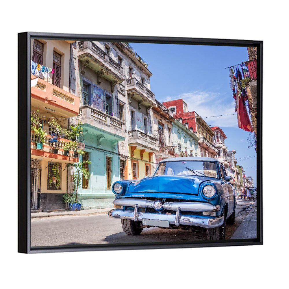 Vintage American Car on Colorful Street Wall Art