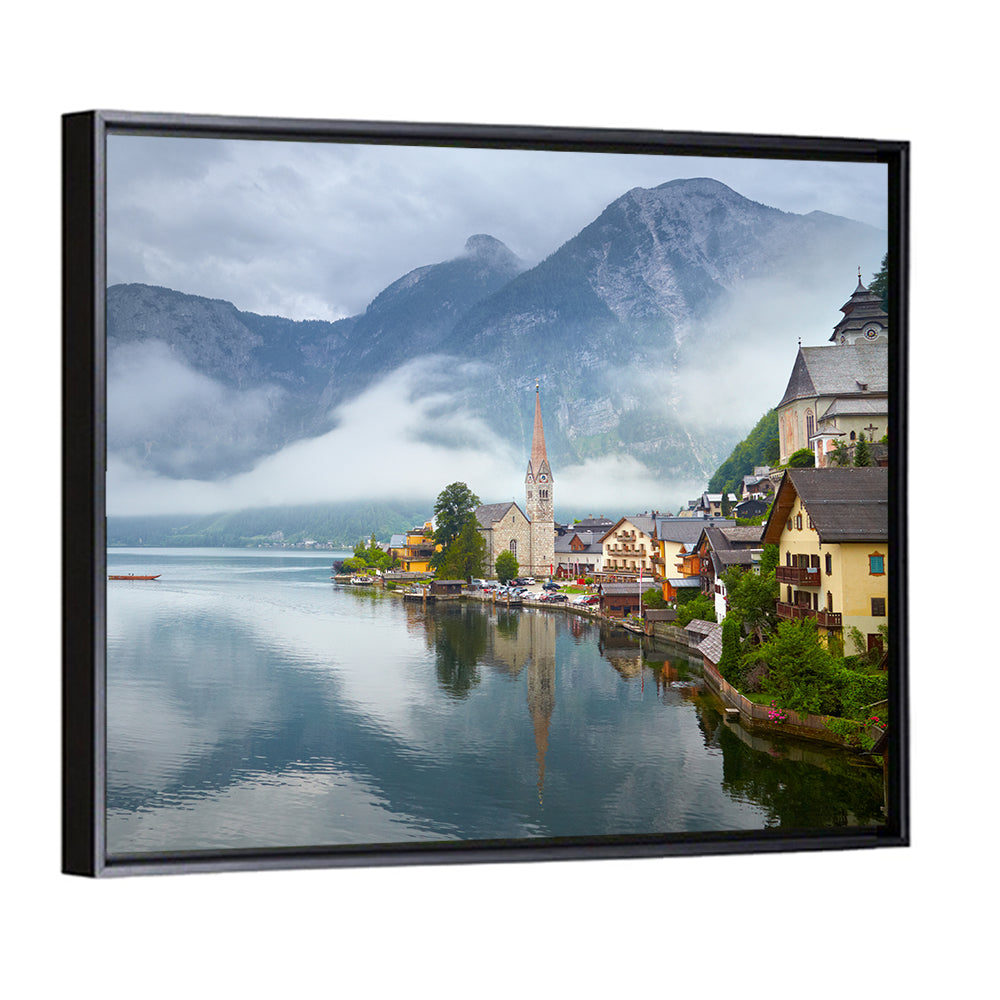Hallstatt Lakeside Village Reflection Wall Art