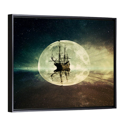 Moonlit Floating Ship Wall Art