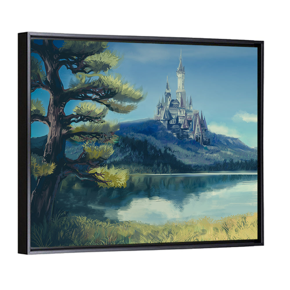 Hilltop Castle Beside a Pine Lake Wall Art