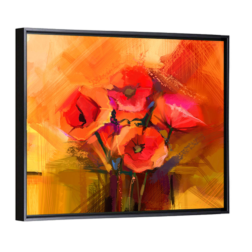 Impasto Red Poppy Bouquet Wall Art