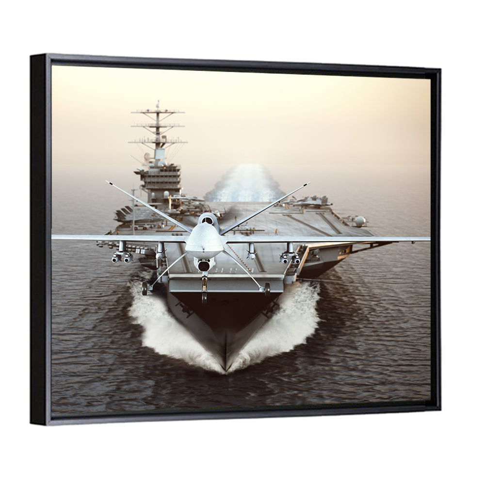Drone Over Aircraft Carrier Wall Art