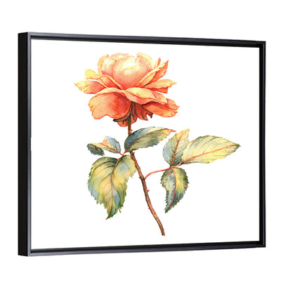 Orange Watercolor Rose Illustration Wall Art