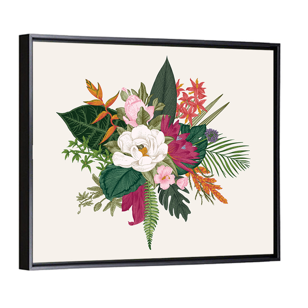 Tropical Bouquet with White Flower Wall Art