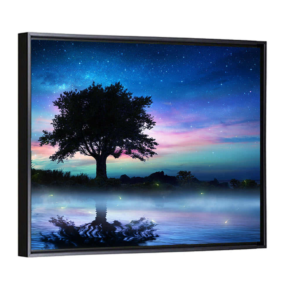 Lonely Tree Under Starry Sky Wall Art