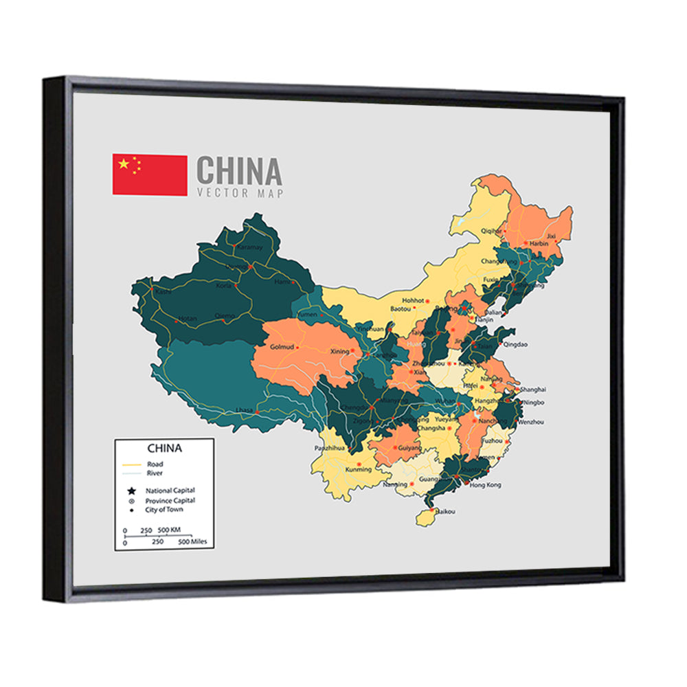 China Political Map Wall Art