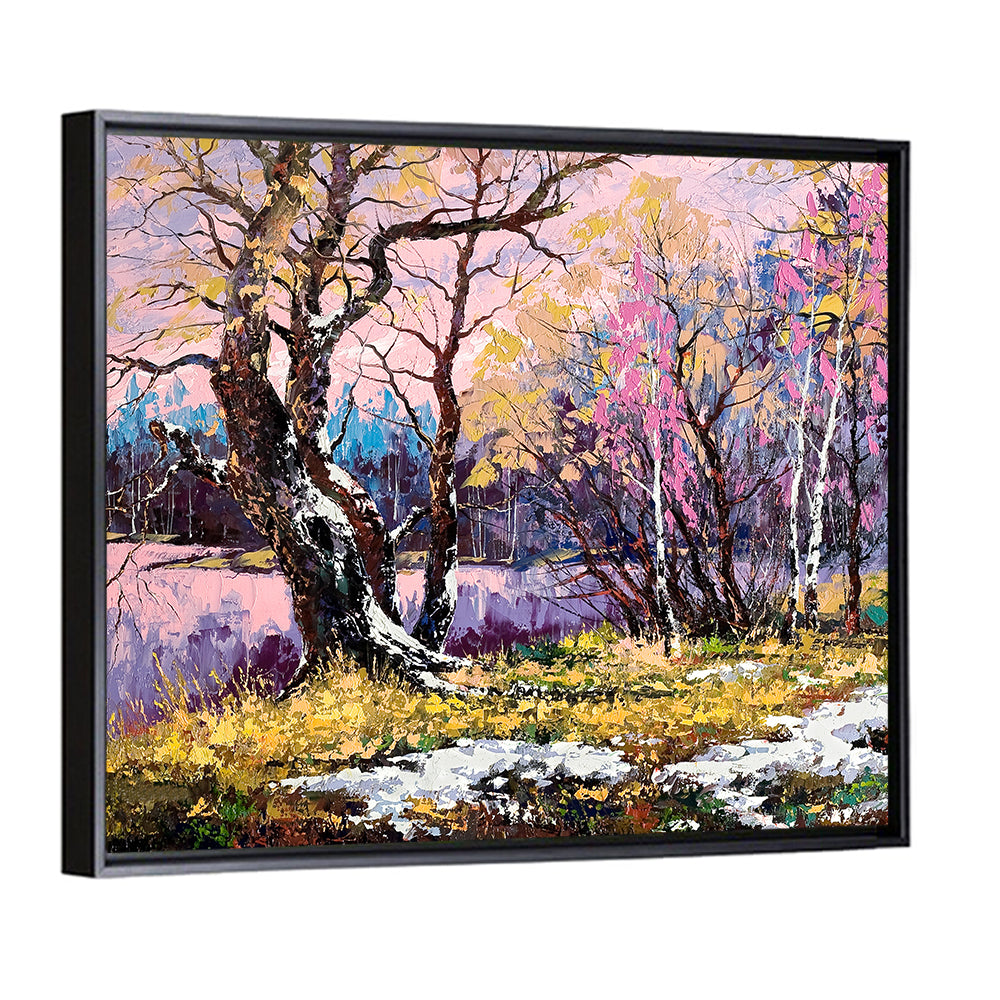Autumn Lake with Pink Reflection Wall Art