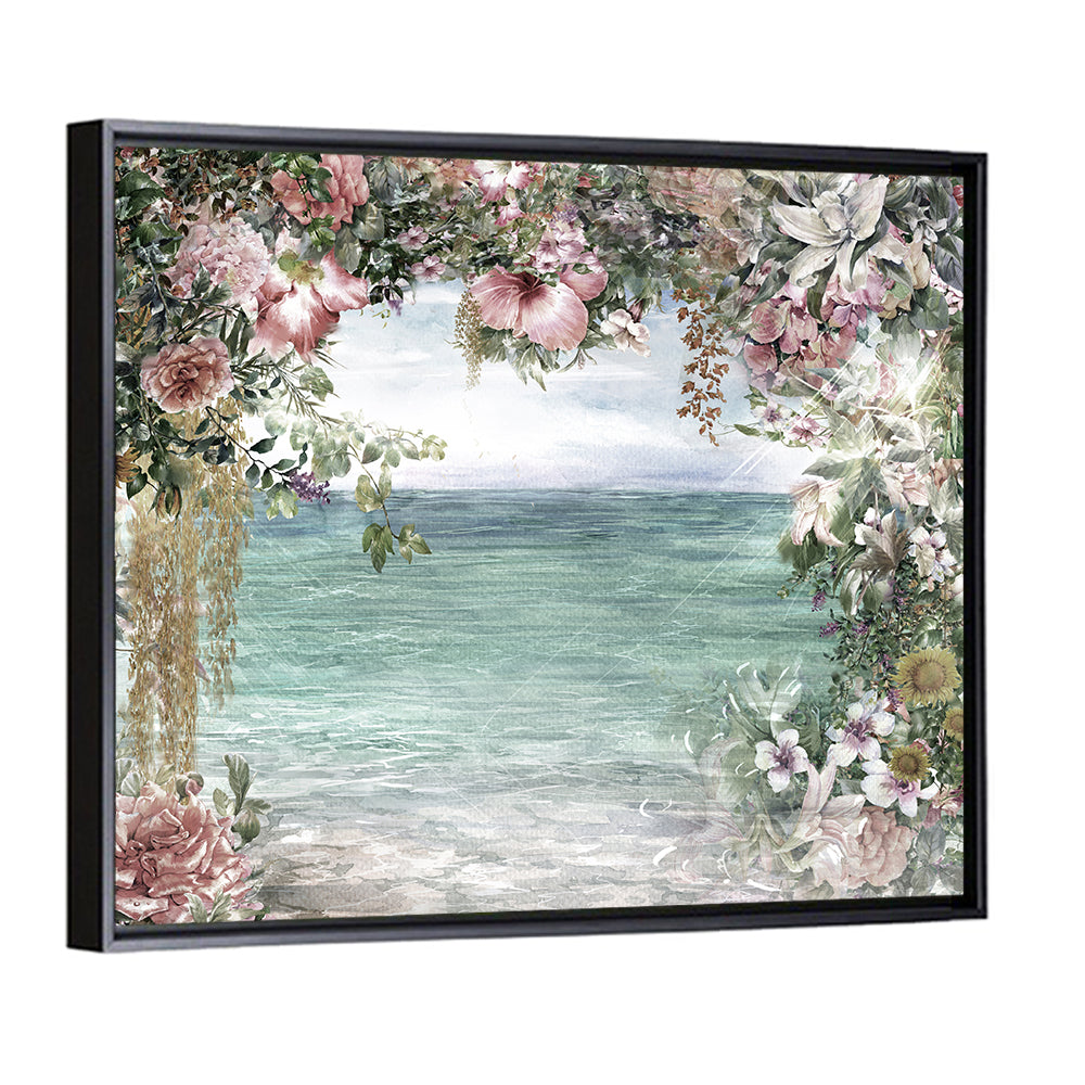 Coastal Floral Watercolor Seascape Wall Art